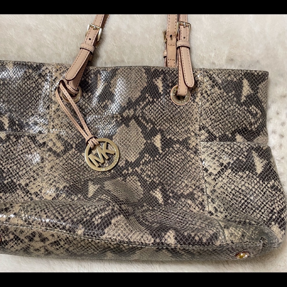 Michael Kors Glossy Python-Embossed Tote - image 1